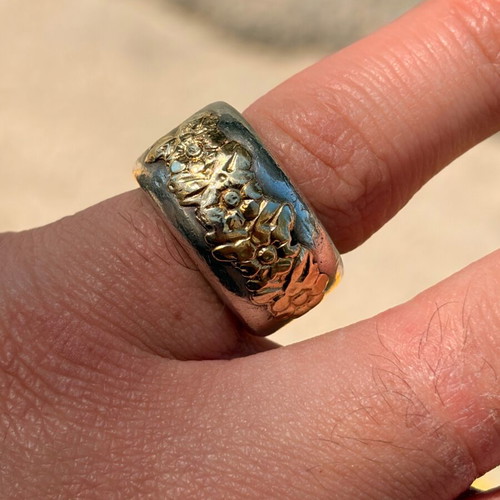 Silver gold ring 925/18k used, size 11/51