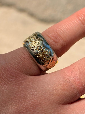 Silver gold ring 925/18k used, size 11/51