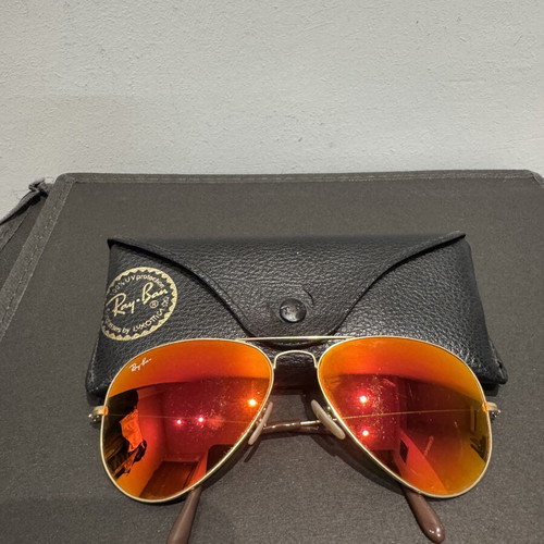 RayBan Aviators sunglasses used, orange lenses with gold frame