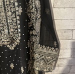 Embroidered Caftan Dress new, black and gold, medium-large