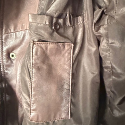 Vintage leather jacket μεταχειρισμένο, νούμερο 54, ζεστό καφέ