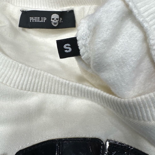 Philipp Plein white sweatshirt like new with zipper and fleece