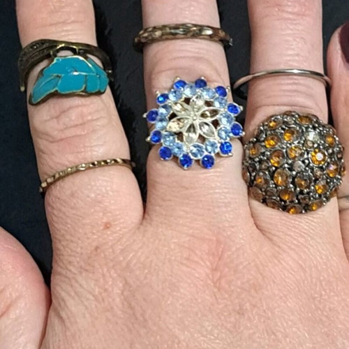 Rings set used, 6 pieces with various designs and colors