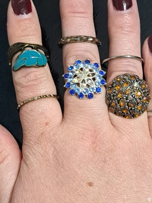 Rings set used, 6 pieces with various designs and colors