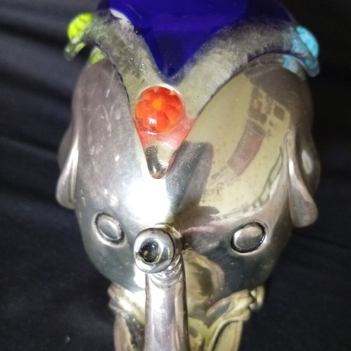 Elephant with Murano glass saddle like new, 11-12 cm