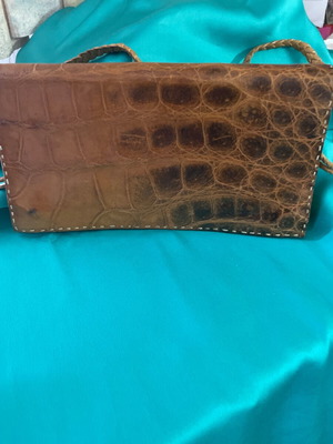 Δερμάτινη τσάντα χειρός καινούργια, καφέ με μπεζ, vintage