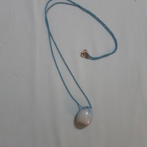 Turquoise long necklace with oval stone new