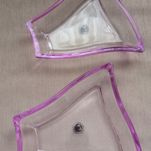 Walther glass bowl set new in violet shade