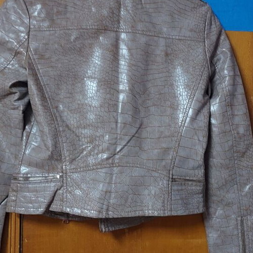 Women's jacket like new, spring and autumn, beige faux leather