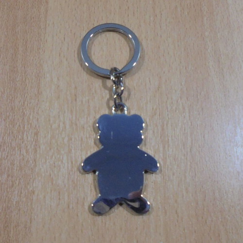 Women's metal keychain with teddy bear like new, black and silver