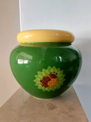 Ceramic handmade vase like new with floral painting