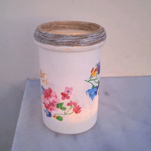 Glass multipurpose decorative item new with decoupage