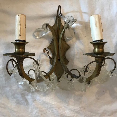 Antique wall lights used, set of 2 with crystals