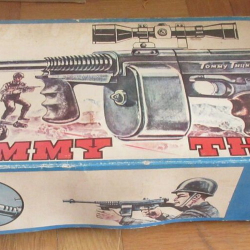 Vintage Tommy Thunder Automatic Battery-Operated Toy Lithograph Box from Lyra 70s like new