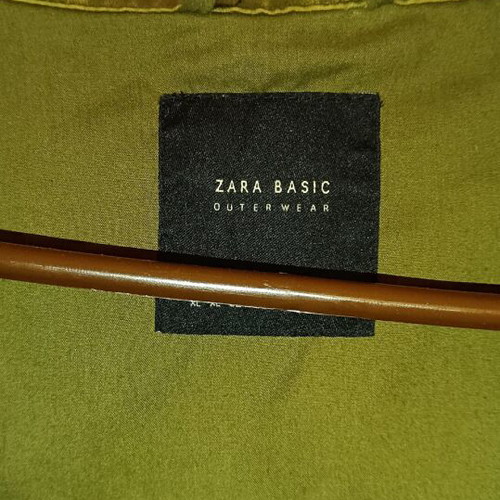 Zara khaki medium length parka used with embroidery and zipper XL