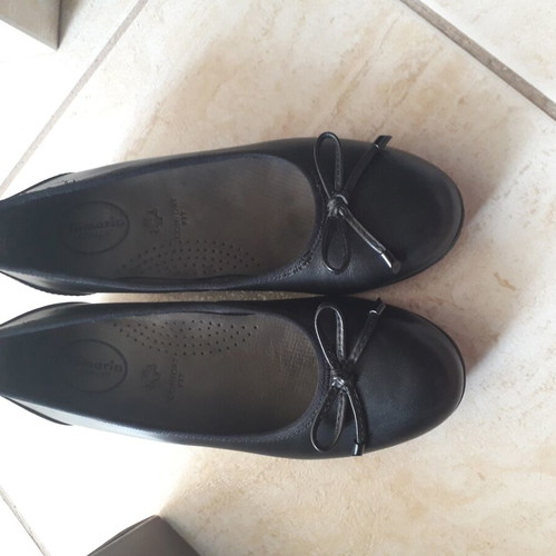Tamaris Comfort Leather Women's Ballerina Shoes Size 36 Like New Black