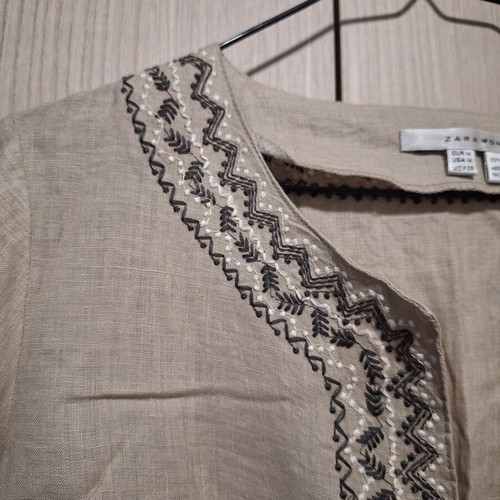 Zara Woman Beige Linen Tunic Kaftan Size M Like New