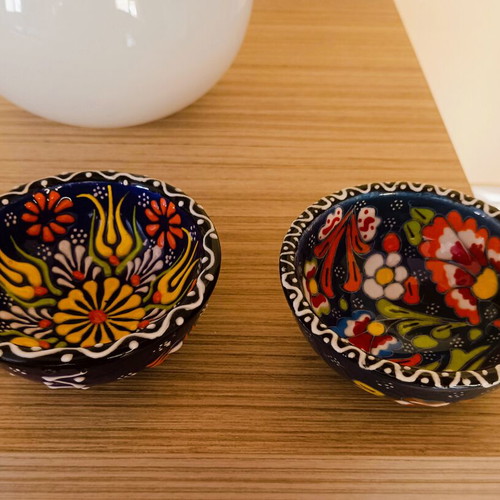 Set of 2 handmade ceramic decorative bowls oriental style, like new