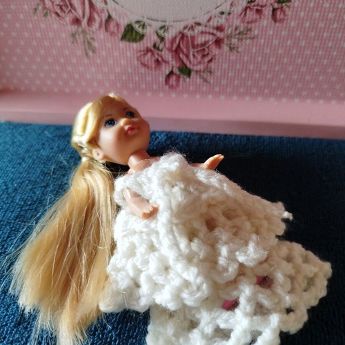 Doll with handmade dress new, 10 cm