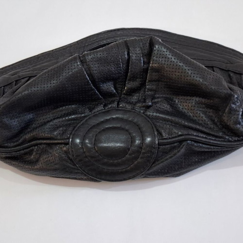 Vintage Diesel black leather clutch bag used, sporty design