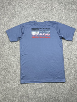 Columbia PFG Youth L Fish Graphic Performance T-Shirt used, blue