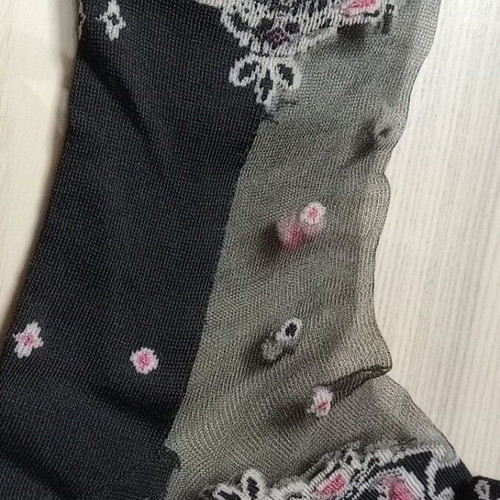 Low socks with embroidery and black transparency, 2 pairs new