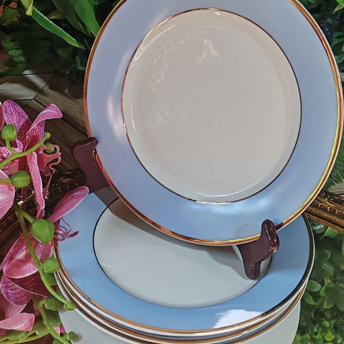 Royal Doulton dessert plates set of 4, blue and gold porcelain