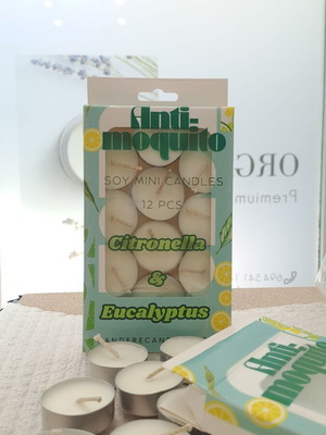 Soy Mini Candles pack of 12 with eucalyptus and citronella essential oils
