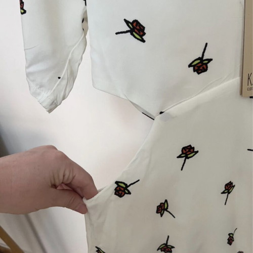 Karavan maxi dress white with red roses, size Small, new