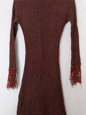 Knitted dress used, size small, orange, gray, black