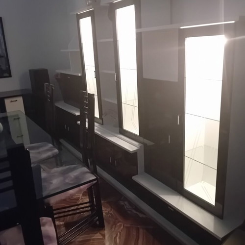 Dining set with 6 chairs, sideboard and cabinet like new