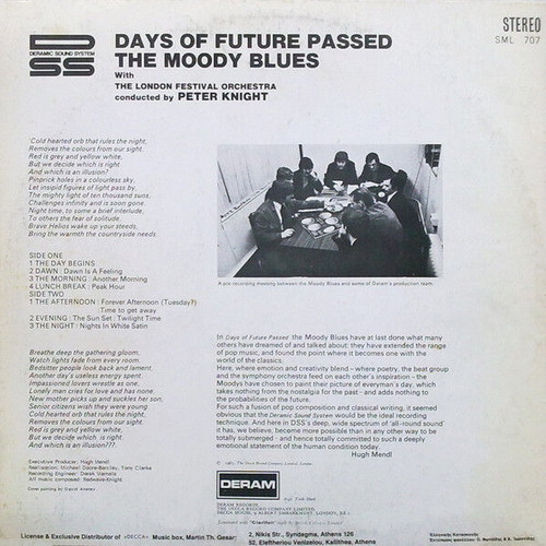 Days of Future Passed vinyl record used, rock