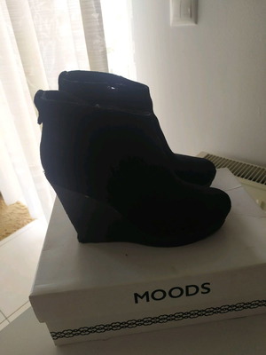 Moods Shoes black suede ankle boots used, size 37