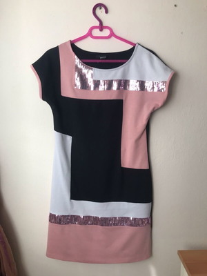 Body Flirt midi dress like new, size 40, black and pink with sequins