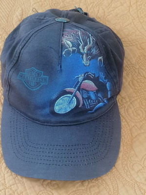 Teen Rock Style Hat Used with Dragon and Motorcycle Design