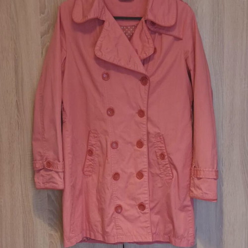 Pink cotton trench coat size Large in like new condition