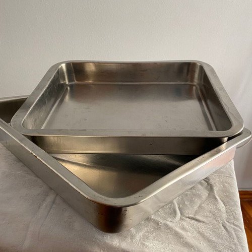 PAL oven tray used, stainless steel 41x33 cm