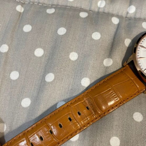 Oxette wristwatch used, brown leather strap, gold details