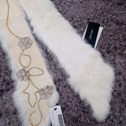 Celestino fur scarf new, 100% rabbit fur and leather