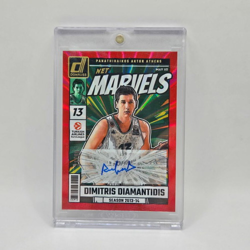 Panini Donruss Euroleague Dimitris Diamantidis Net Marvels Autograph Red /99 like new