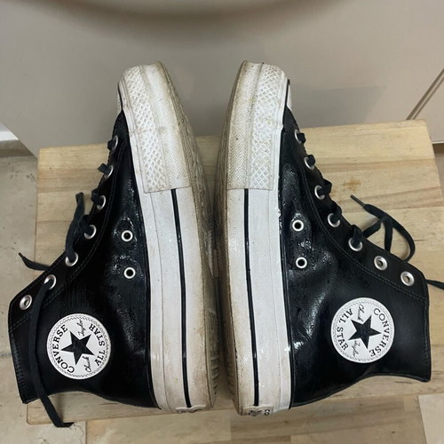 Converse Chuck Taylor All Star Lift Platform Leather Women's Shoes Size 39 Like New Black