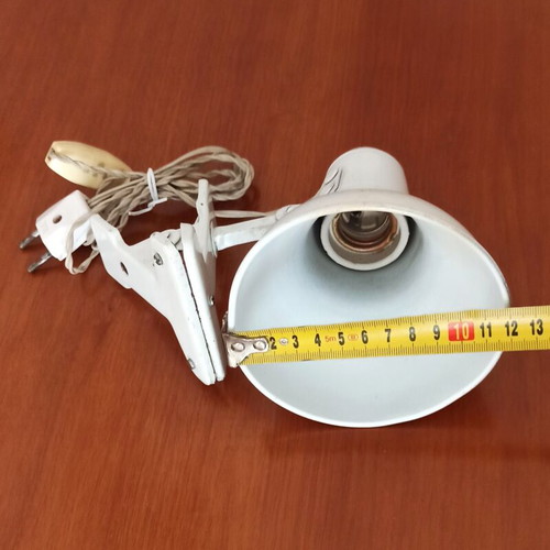 Retro vintage desk lamp with clip used, white