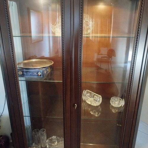 Classic solid wood showcase with lighting, used