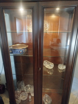 Classic solid wood showcase with lighting, used
