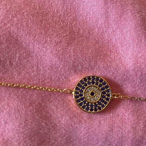 Anna Maria Mazaraki stainless steel bracelet new, gold with blue eye and cross