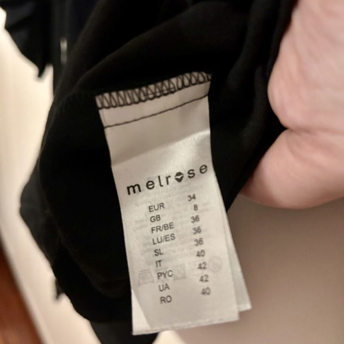 Melrose black off shoulder blouse with ties, size 36