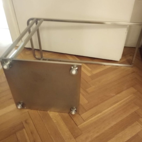 Tavolino 5 side table used, stainless steel and Wenge wood