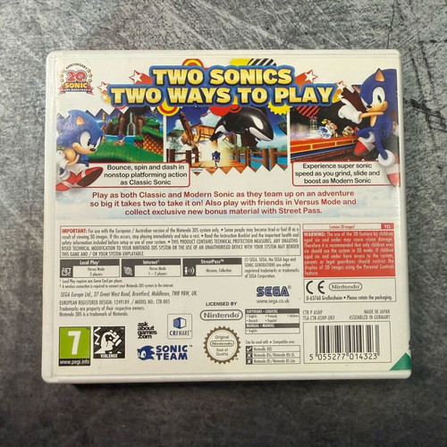 Sonic Generations Nintendo 3DS Original Case used without game
