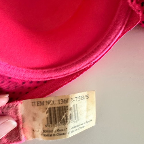 Pink polka dot bra like new with detachable strap size 75B