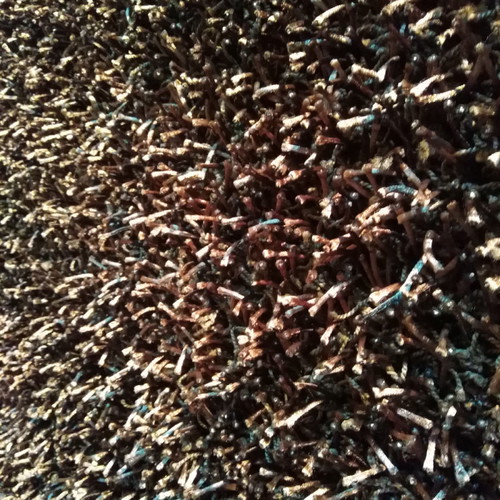 Shaggy rug dark brown with ecru flowers new 2x3
